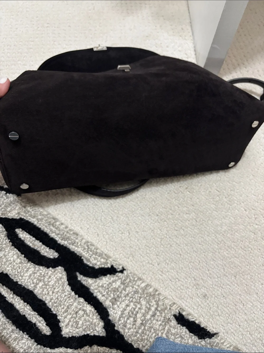 Toteme Black Suede Top-Handle Bag